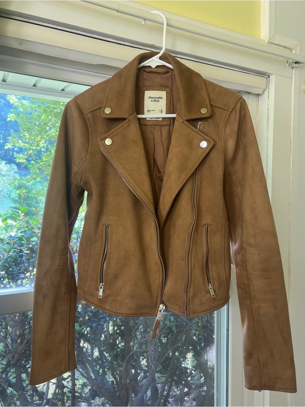 Abercrombie & Fitch Tan Faux Suede Moto Jacket